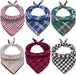 Dog Bandanas - 6PCS Birthday Gift Washable Green Black Blue Red Square Plaid Printing Christmas Dog Bib Double Reversible Kerchief Scarf Adjustable Accessories for Small to Large Dog Puppy Cat