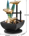 Tabletop Fountain Desktop 3-Tier Indoor Golden Lotus Leaf Relaxation Fountains Waterfall, Office Home Decor Including Lots of Natural River Rocks and Warm Yellow Scene Light, AM-MR2005
