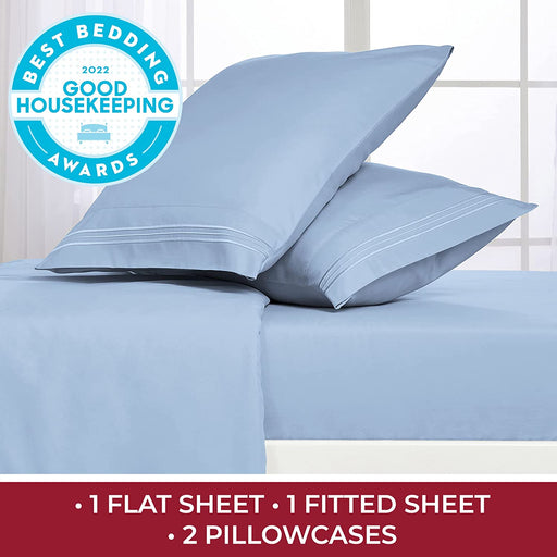 Queen Sheets - Hotel Luxury Bedding Sheets & Pillowcases - Extra Soft Cooling Bed Sheets - Deep Pocket up to 16" - Wrinkle, Fade, Stain Resistant - 4 Piece (Queen, Blue Hydrangea)