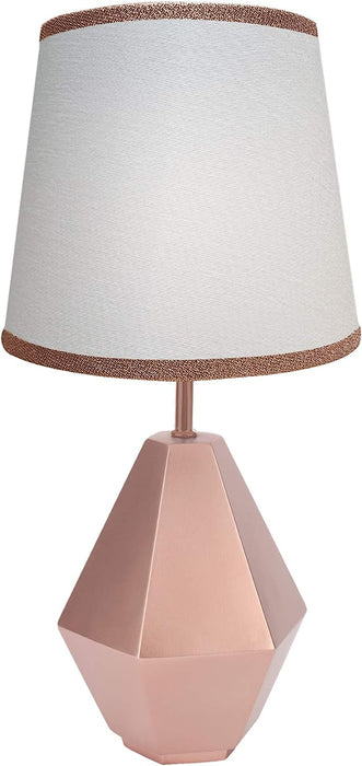 Rose Gold Modern Hexagon Nursery Lamp with Shade & Bulb