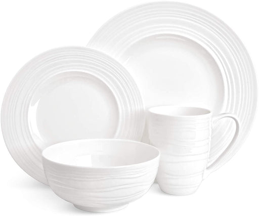 Infinity Bone China Dinnerware Set 16Pcs, round Plates (Soup Bowls, Dinner Plates, Salad Plates), Dinnerware Sets, Dinner Plates, Plates and Bowls Sets (Infinity)