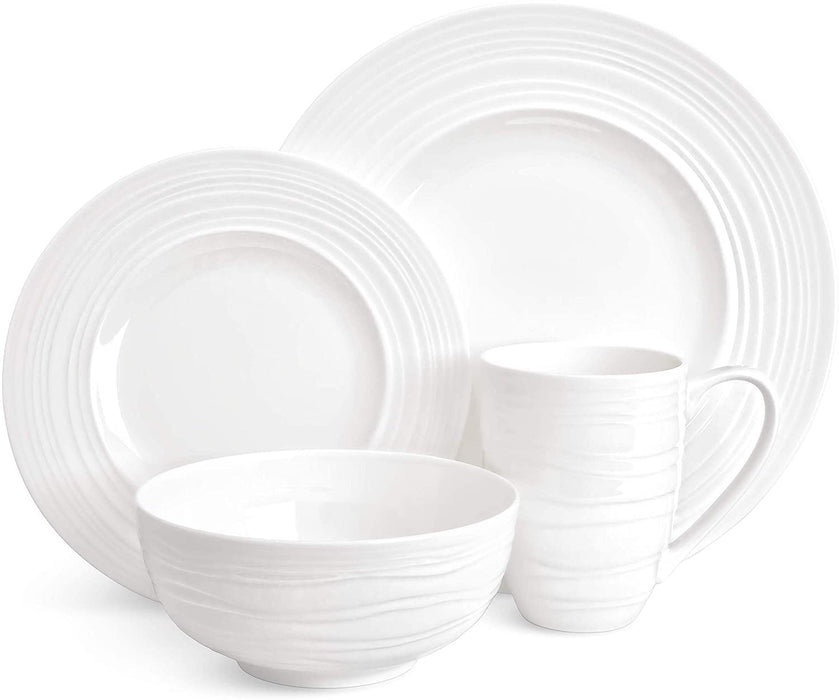 Infinity Bone China Dinnerware Set 16Pcs, round Plates (Soup Bowls, Dinner Plates, Salad Plates), Dinnerware Sets, Dinner Plates, Plates and Bowls Sets (Infinity)