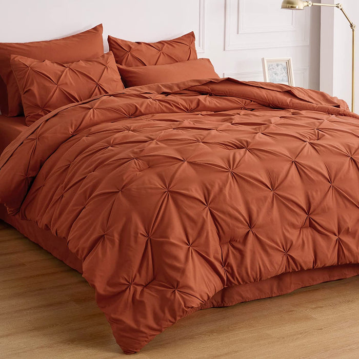 Bedsure Full Size Comforter Sets - Bedding Sets Full 7 Pieces, Bed in a Bag Burnt Orange Bed Sets with Comforters, Sheets, Pillowcases & Shams,Adult & Kids Bedding