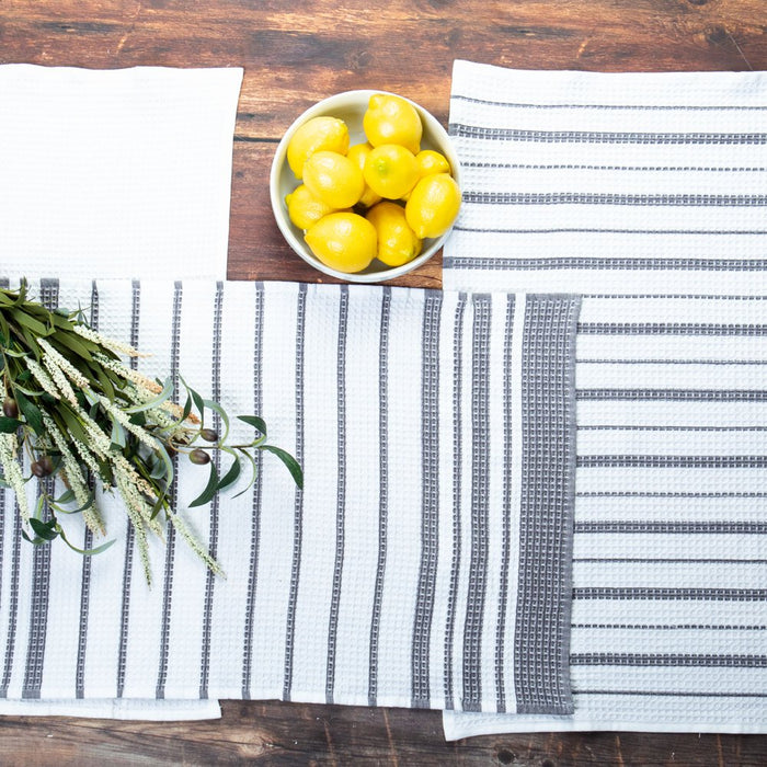 Sticky Toffee Cotton Waffle Weave Kitchen Towels, Gray, 3 Pack, 28 in X 16 In