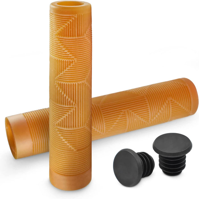 MTB BMX Scooter Grips - Handlebar Bicycle Grips for Flat Straight Bars like BMX, MTB, Scooter; Rubber Non-Slip Grip to Match Any Bike or Scooter
