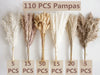 110 PCS Dried Pampas Grass Bouquet, Boho Table Decor, Bunny Tails Dried Flowers, Brown Pompas, White Pampas Grass for Wedding, Home, Rustic Party, Baby Shower Decorations