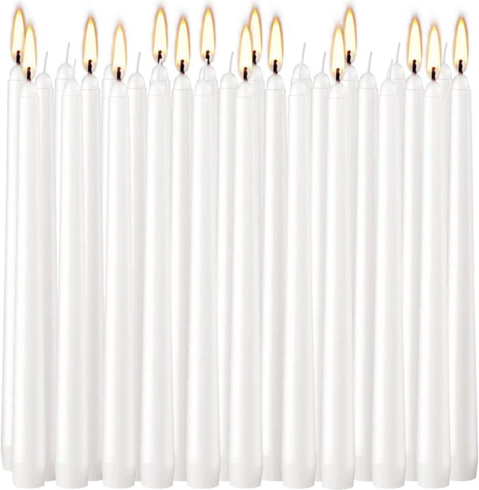 White Taper Candles - 30 Pack Unscented 10 Inch Dinner Candle Set -7- 8 Hours Burn Time - Smokeless and Dripless Household, Wedding, Party, Home Décor Candlesticks