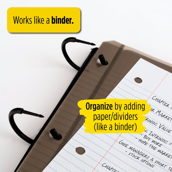 Five Star Flex Hybrid Notebinder, 1" round Rings, Notepocket, Techlock, Black (293280A-WMT22)