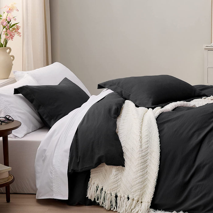 Bedsure Black Twin Duvet Cover Set - Soft Prewashed Duvet Cover Twin/Twin XL Size, 2 Pieces, 1 Duvet Cover 68X90 Inches with Zipper Closure and 1 Pillow Sham