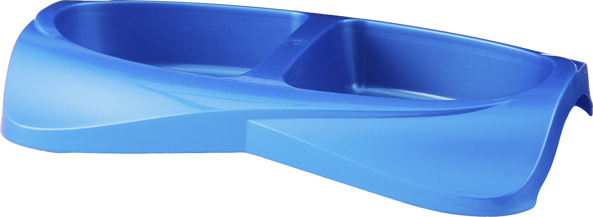 Plastic Lightweight Cat Food Double Dish, Blue, Small