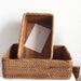 Hand-Woven Rectangular Rattan Wicker Basket Kitchen Household Tools-S