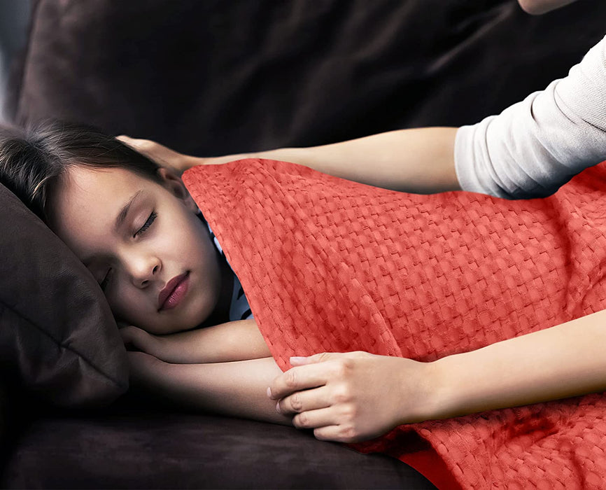 Cotton Waffle Blanket 300 GSM (Coral - 90X108 Inches) Soft Lightweight Breathable Bed Blanket King Size Layering Any Bed for All Season