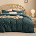 Bedsure Boho Duvet Cover Queen - Boho Bedding, Tufted Queen Duvet Cover for All Seasons, 3 Pieces Embroidery Shabby Chic Home Bedding Duvet Cover Set (Forest Green, Queen, 90X90)