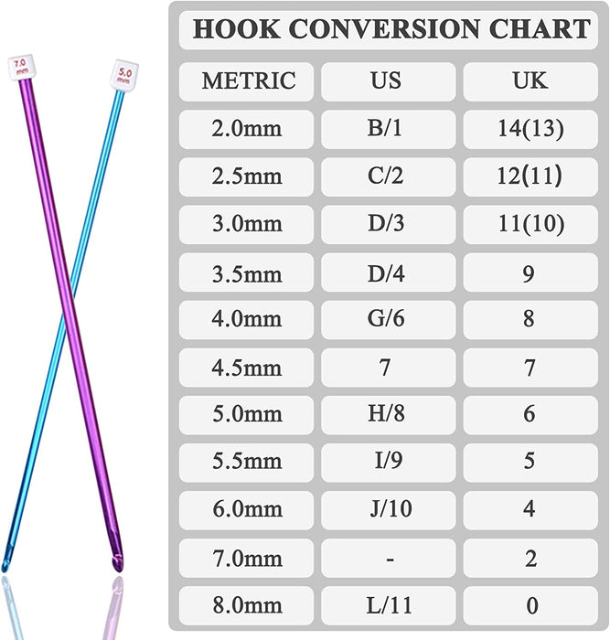 Long Crochet Hook Set, 11Pcs Tunisian Crochet Hooks Multicolor Afghan Crochet Needles for Crocheting, 2Mm(B)-8Mm(L), Great Knitting & Crochet Supplies Tool Set for Beginner, Crocheter & Knitter