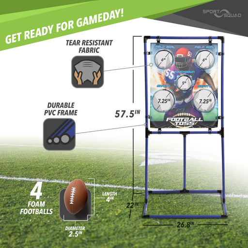 Target Toss Game Set - Choose Either Football Toss or Baseball Toss - Portable Indoor or Outdoor Design for Cookouts, Tailgates, or Backyard Fun - Includes 4 Balls - Easy Assembly