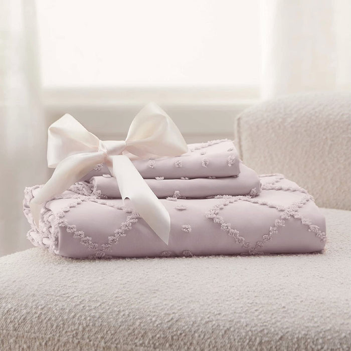 Bedsure Boho Duvet Cover Queen - Boho Bedding, Tufted Queen Duvet Cover for All Seasons, 3 Pieces Embroidery Shabby Chic Home Bedding Duvet Cover Set (Dusty Pink, Queen, 90X90)