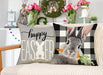 Easter Pillow Covers 18X18 Set of 4 Easter Decorations for Spring Farmhouse Pillows Easter Decorative Throw Pillows Buffalo Plaid Bunny Eggs Welcome Peeps Throw Cushion Case for Home Decor TH163