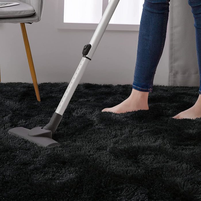 Super Soft Shaggy Rugs Fluffy Carpets, Black Area Rug for Living Room Bedroom Girls Kids Room Nursery Home Decor, Non-Slip Plush Indoor Floor Bedside Rug, 5 Ft X 8 Ft, Black