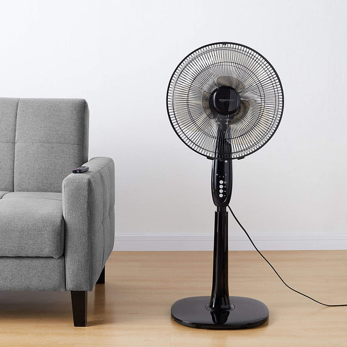 Oscillating Dual Blade Standing Pedestal Fan with Remote - 16-Inch, Black