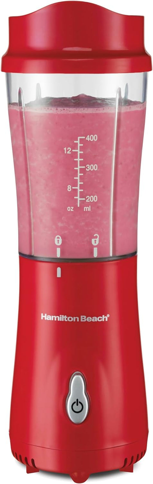Portable Blender for Shakes and Smoothies with 14 Oz BPA Free Travel Cup and Lid, Durable Stainless Steel Blades for Powerful Blending Performance, Red (51101RV)