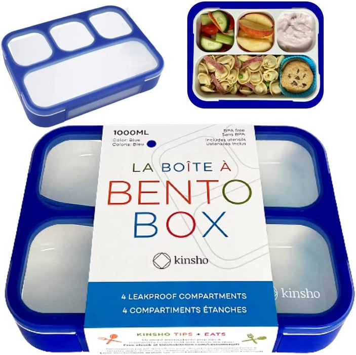 Bento Lunch Box Kids & Adult: Leakproof Lunch Containers for Boys & Girls with 3 Compartments - School, Daycare, Meal Planning Portion Control Container, Bpa-Free Boxes, Utensils | Blue Purple 2 Pack