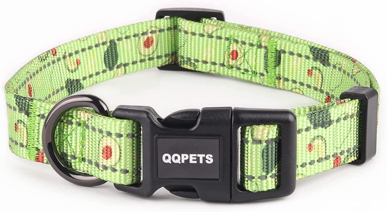 QQPETS Adjustable Soft Dog Collar: Print Flower Pink Multicolor Cute Patterns for XS Small Medium Large Pet Girl Boy Puppy Walking Running Training (M, Bone)