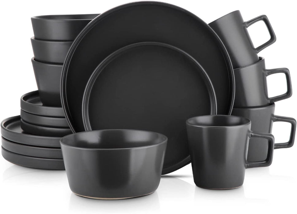 Coupe Dinnerware Set, Service for 8, Black Matte, 32 Piece