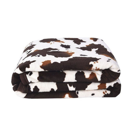 Homesmart Brown Cow Print Throw Blanket Warm and Cozy Coral Fleece Animal Print