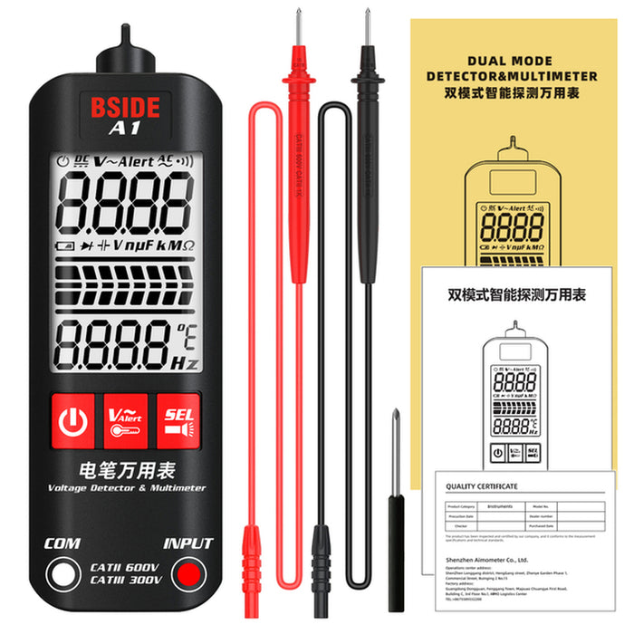 BSIDE Voltage Tester 3-Results Display AC Volt Detector Pen Non-Contact Adjustable Sensitivity Dual Range Electrical Live Finder