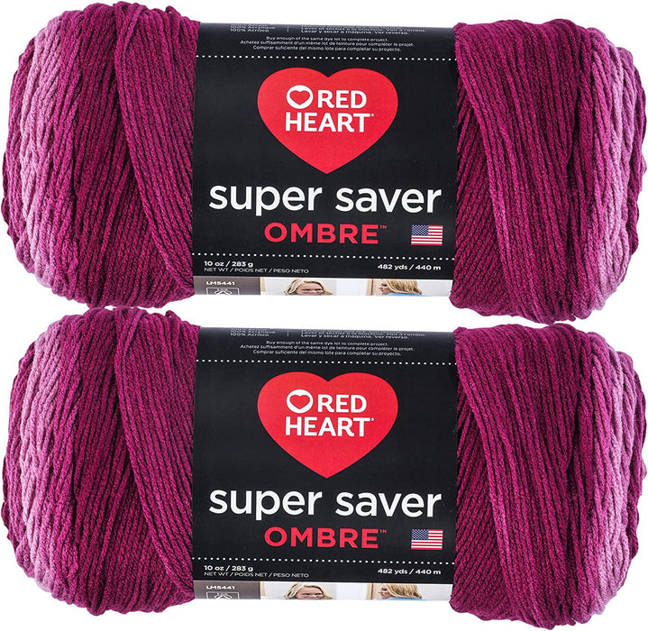 Red Heart Super Saver Jumbo Yarn, Sunny 2 Pack