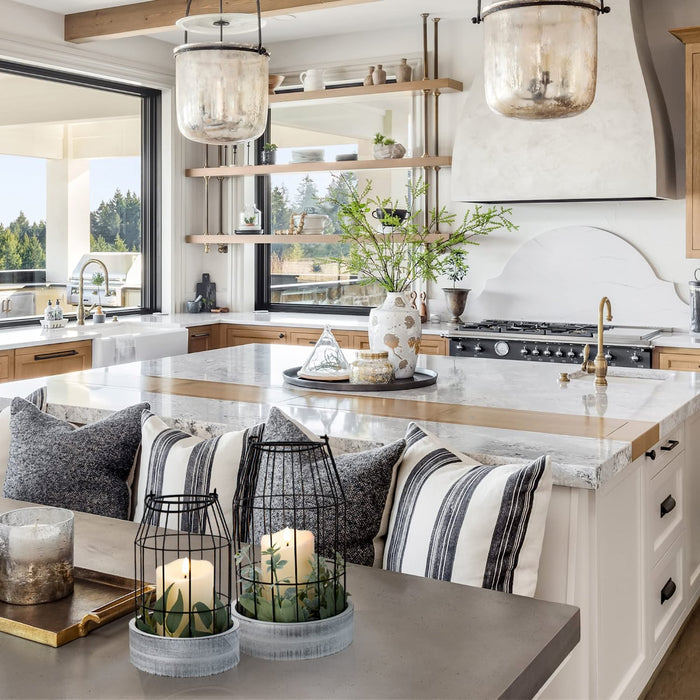Rustic Farmhouse Lantern Decor - Stylish Decorative Lanterns for Your Living Room, Fireplace Mantle or Kitchen Dining Table - Modern Upscale Beauty for Your Entire Home