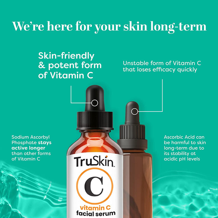 Truskin Vitamin C Serum for Face – anti Aging Face Serum with Vitamin C, Hyaluronic Acid, Vitamin E – Brightening Serum for Dark Spots, Even Skin Tone, Eye Area, Fine Lines & Wrinkles, 1 Fl Oz