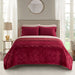 Dearfoams Burgundy Velvet Plush 7 Piece Quilt Bedding Set with Flannel Sheets, Full