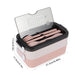Lunch Box 2-Layer 3-Compartment Bento Box Cutlery Set Portable Leak Proof Food Container Storage Box with Fork Spoon Chopsticks For