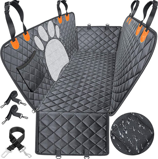 Upgraded Dog Seat Covers with Mesh Visual Window 100% Waterproof Dog Car Seat Cover Nonslip Pet Seat Cover for Back Seat with Storage Pockets, Washable Dog Hammock for Cars Trucks and Suvs