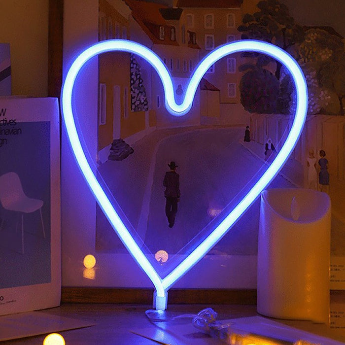LED Neon Light Decorative Rechargeable Romantic Confession Love Heart LED Modeling Neon Light for Valentine'S Day(Warm White)