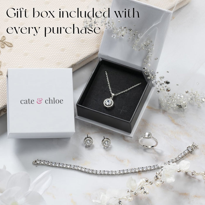 Ezra 7.5 18K Infinity Tennis Bracelet, White Gold Plated Bangle Bracelet with Unique Infinity Chain Design & CZ Stones, Sparkling Tennis Bracelets for Women, MSRP - $170