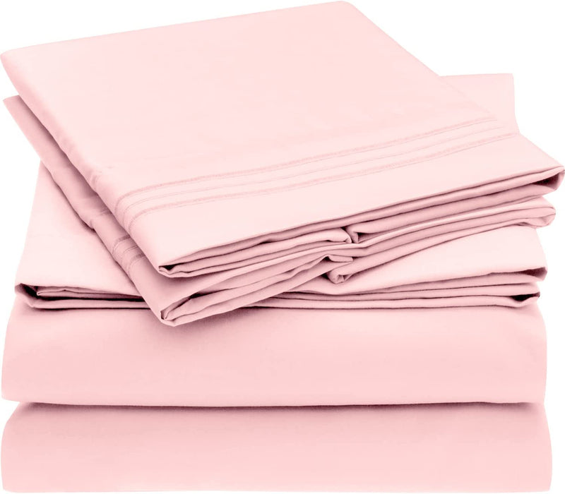 Queen Sheet Set - Hotel Luxury Bedding Sheets & Pillowcases - Extra Soft Cooling Bed Sheets - Deep Pocket up to 16 Inch - Wrinkle, Fade, Stain Resistant - 4 Piece (Queen, Blush Pink)