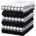Premium Kitchen Towels (16”X 28”, 6 Pack) – Large Cotton Kitchen Hand Towels – Chef Weave Design – 380 GSM Highly Absorbent Tea Towels Set with Hanging Loop – Black