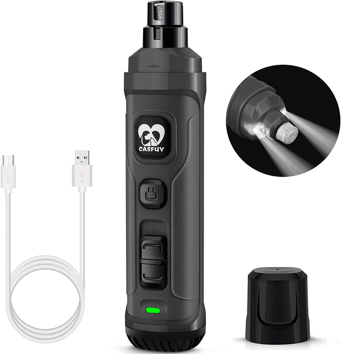 Dog Nail Grinder with 2 LED Light - New Version 2-Speed Powerful Electric Pet Nail Trimmer Professional Quiet Painless Paws Grooming & Smoothing for Small Medium Large Dogs and Cats (Orange)