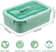Bento Boxes for Adults - 1100 ML Bento Lunch Box for Kids Childrens with Spoon & Fork - Durable Perfect Size for On-The-Go Meal, Bpa-Free and Food-Safe Materials(Green)