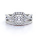 1.25 Ct - Square Moissanite - Double Halo - Twisted Band - Vintage Inspired - Pave - Wedding Ring Set in 18K White Gold over Silver