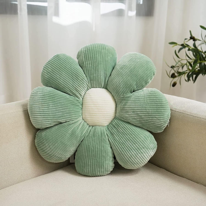 Flower Pillow Cute Daisy Floor Cushion Soft Plant Pillows Leisure Aesthetic Home Decor for Bedroom, Living Room(Sage Green,21.5")