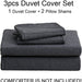 Jersey Knit Duvet Cover Set 100% T-Shirt Cotton Super Soft Comfy 3Pc Bedding Set with Zipper Closure (Heather Charcoal Grey, King)