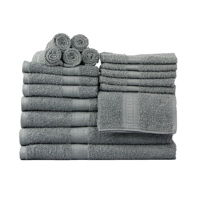 Mainstays Solid 18-Piece Bath Towel Set, School Grey
