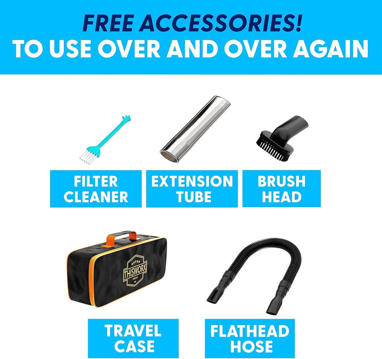 Thisworx Car Vacuum Cleaner 2.0 - Upgraded W/ LED Light, Double HEPA Filter, 110W High Suction Power
