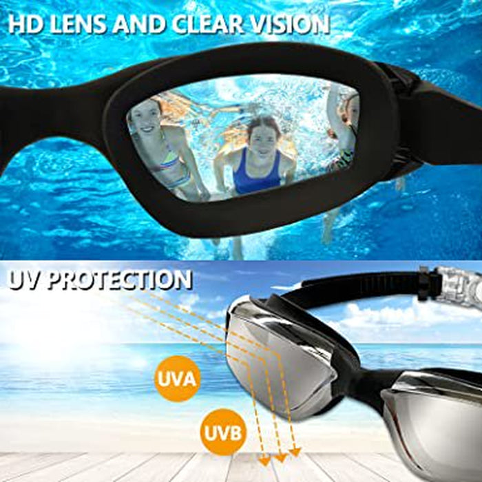 Swim Goggles, Comfortable Polarized Anti-Fog Swimming Goggles for Adult(Black)