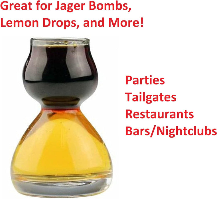Double Bubble Layered Shot Glass plus Recipe Card – Chaser Shot Glass Jigger for Smooth Tasty Shots – Fun Unique Split Shot Glasses Barware (1.25Oz Top & 2.25Oz Bottom)
