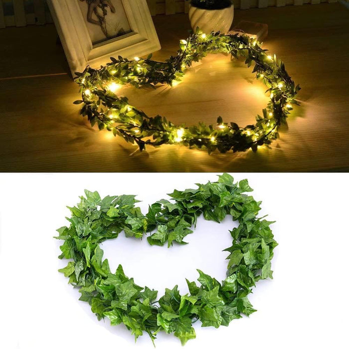 12 Pack Fake Vines for Room Decor with 100 LED String Light Artificial Ivy Garland Hanging Plants Faux Greenery Leaves Bedroom Aesthetic Decor for Home Garden Wall Wedding