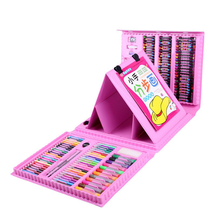 208 PCS Kid Draw Set Colored Pencil Crayon Watercolors Pens with Drawing Board Drawing Set Toy School Supplies Kid Gifts